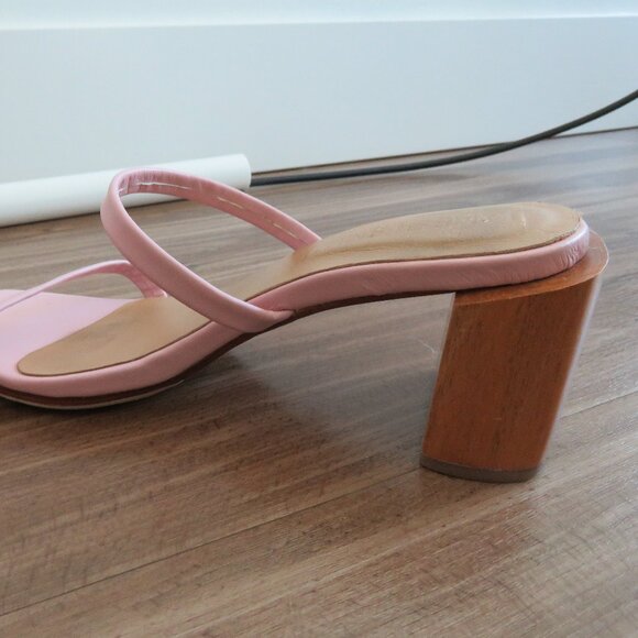 JAMES SMITH Sirenuse Strappy Leather Sandals Wood Block Heel Pastel Pink Size 8 - Picture 12 of 14
